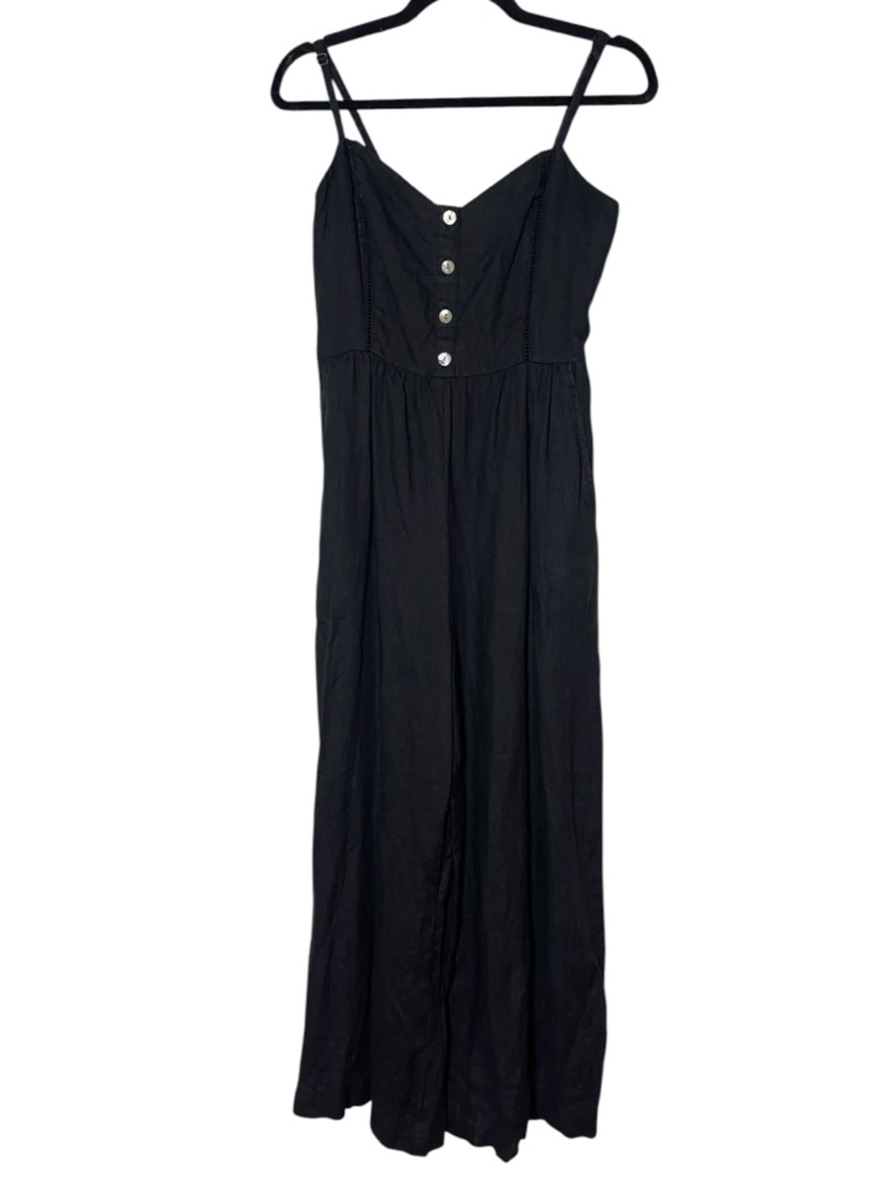 Madewell Black Cami Wide Leg Jumpsuit Size 4 Boho Western preppy linen - Picture 5 of 9